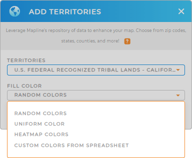 Color-code your Federally Recognized Tribal Lands territory map in seconds