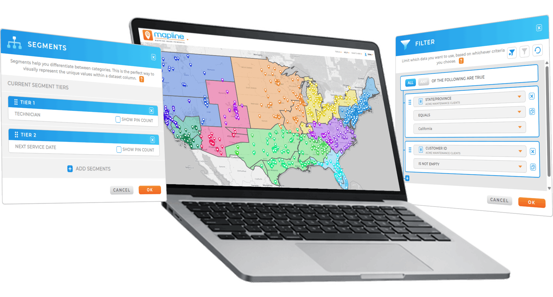 Filter and segment your locations in Mapline's maps