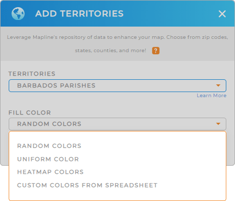 Color-code your Barbados Parishes territory map in seconds