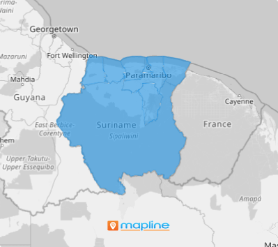 Map of Suriname districts