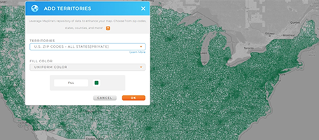 Instantly map geographic and administrative boundaries in Mapline