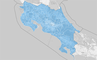 Map of Costa Rica districts