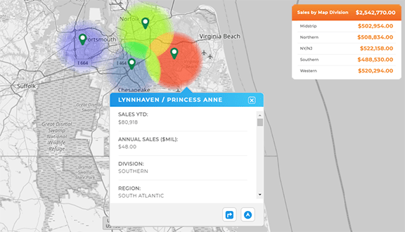 Easily pinpoint underperforming regions with Mapline's Geo Analytics