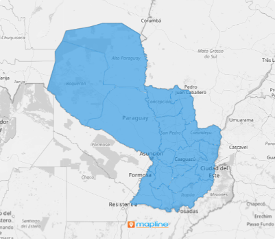 Map of Paraguay Departments