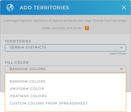 Color-code your Senegal departments territory map in seconds
