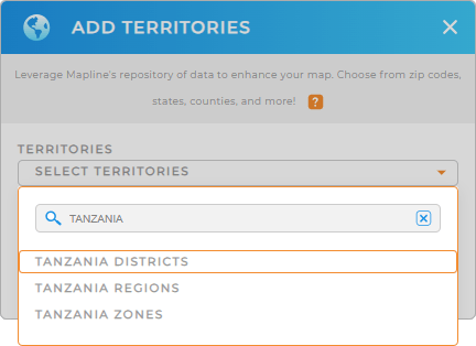 Add Tanzania Districts to your map in Mapline