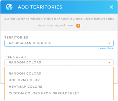 Color-code your Azerbaijan Districts territory map in seconds