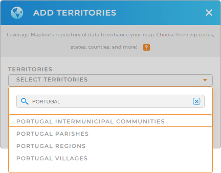 Add Portugal Intermunicipal Communities to your map in Mapline