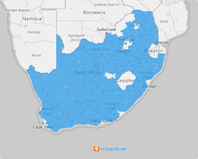 Map of South Africa municipalities