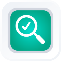 how-to icon: magnifying glass with a checkmark inside