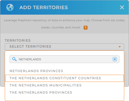 Add The Netherlands Countries to your map in Mapline