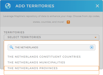 Add Netherlands Provinces to your map in Mapline