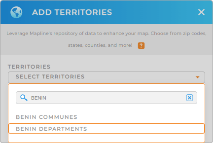 Add Benin departments to your map in Mapline