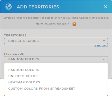 Color-code your Greece Regions territory map in seconds