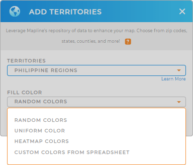 Color-code your Philippines regions territory map in seconds