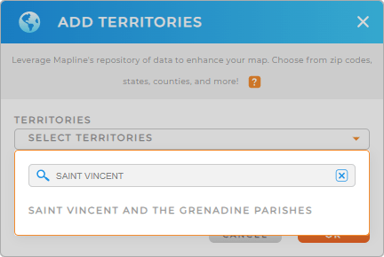 Add Saint Vincent and Grenadines Parishes to your map in Mapline