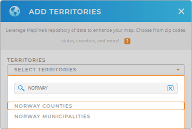 Add Norway Counties to your map in Mapline