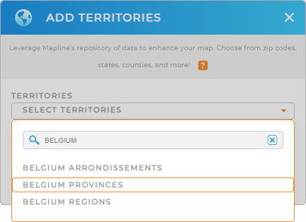 Add Belgium Provinces to your map in Mapline