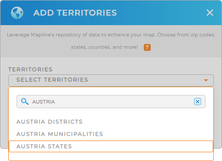 Add Austria States to your map in Mapline