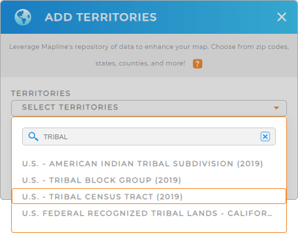 Add U.S. Tribal Census Tracts to your map in Mapline