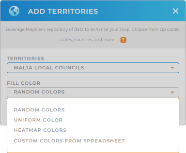 Color-code your Malta Local Councils territory map in seconds