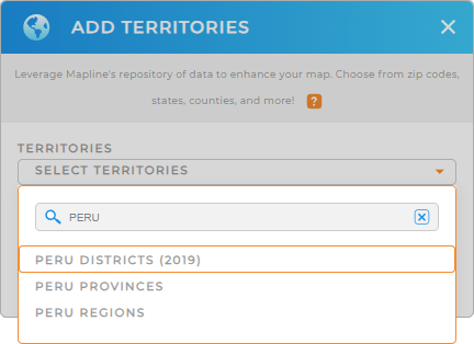 Add Peru districts to your map in Mapline