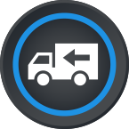 Blue Logistics icon: a truck moving forward