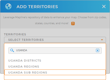 Add Uganda Sub Regions to your map in Mapline