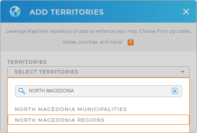 Add North Macedonia Regions to your map in Mapline