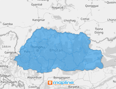 Map of Bhutan districts