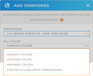 Color-code your New York Senate Districts territory map in seconds