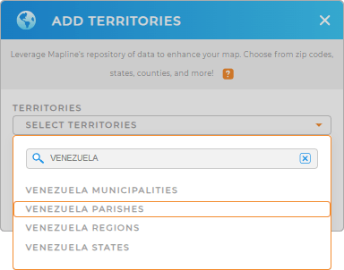 Add Venezuela Parishes to your map in Mapline