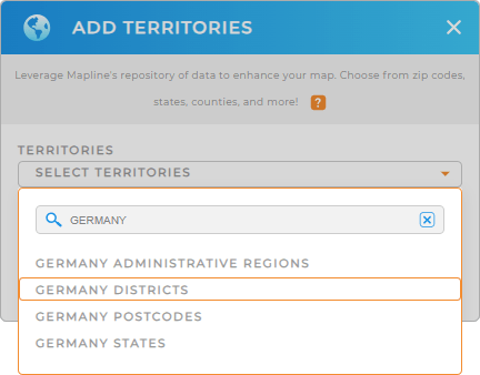 Add Germany districts to your map in Mapline