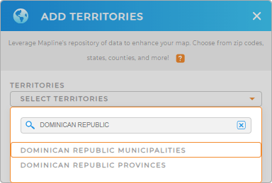 Add Dominican Republic Municipalities to your map in Mapline