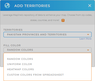 Color-code your Pakistan Provinces territory map in seconds