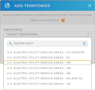 Add U.S. Electric Utility Service Areas to your map in Mapline