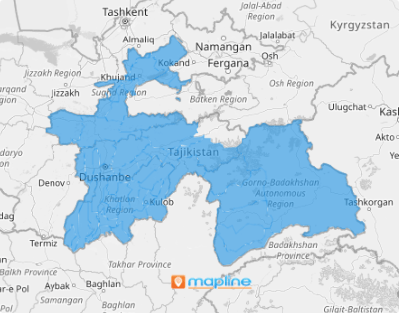 Map of Tajikistan Districts