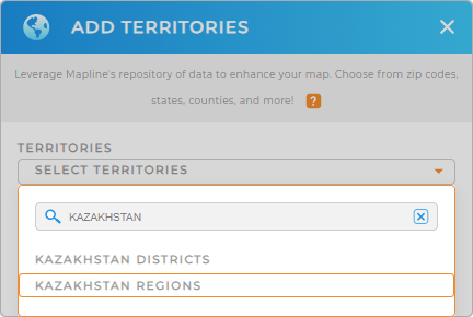 Add Kazakhstan regions to your map in Mapline