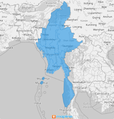 Myanmar states and regions map