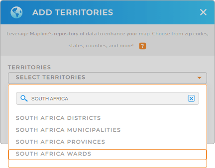 Add South Africa wards to your map in Mapline