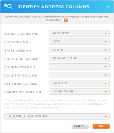 Proof address columns when importing data into Mapline