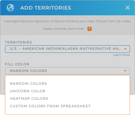 Color-code your American Indian/Alaska Native/Native Hawaiian Areas territory map in seconds