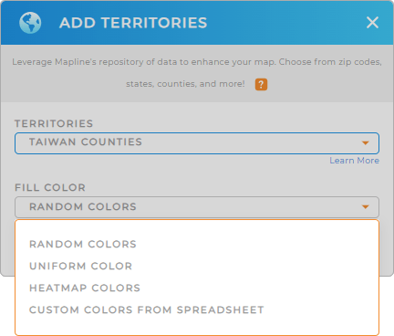 Color-code your Taiwan counties territory map in seconds