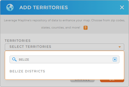 Add Belize Districts to your map in Mapline