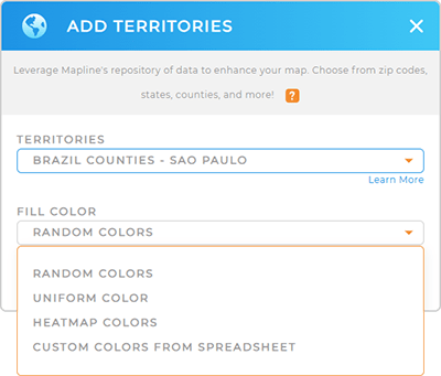 Color-code your Brazil Counties territory map in seconds