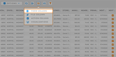 Screenshot of adding a new Form Column in Mapline datasets