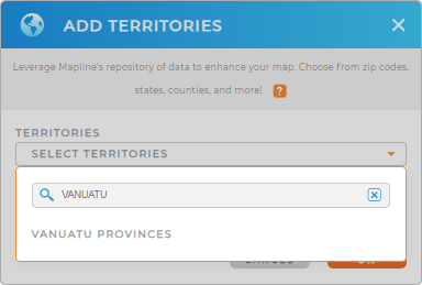 Add Vanuatu Provinces to your map in Mapline