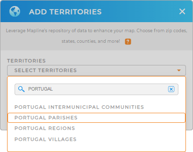 Add Portugal Parishes to your map in Mapline