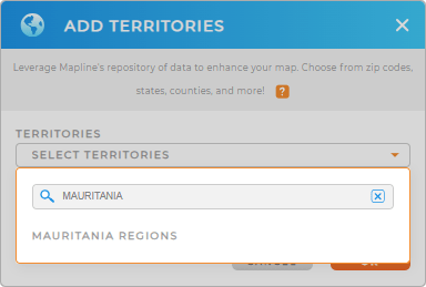 Add Mauritania Regions to your map in Mapline