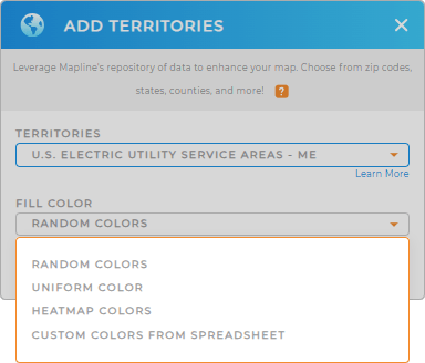 Color-code your U.S. Electric Utility Service Areas territory map in seconds